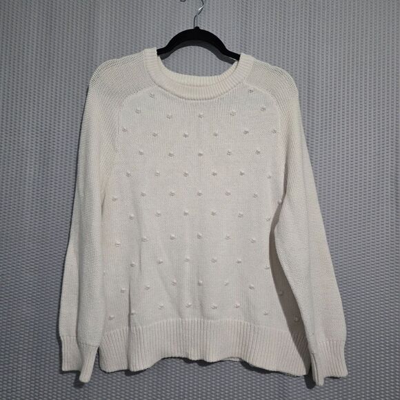 Old Navy Womens Bobble Tight Knit Polka Dot Ivory Sweater Size XLP Coquette - Picture 1 of 5